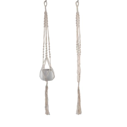 Flora Bunda® 41" Hanging Macramé Planter Hanger in White | 41" x 1.75" x 0.75" | Michaels®